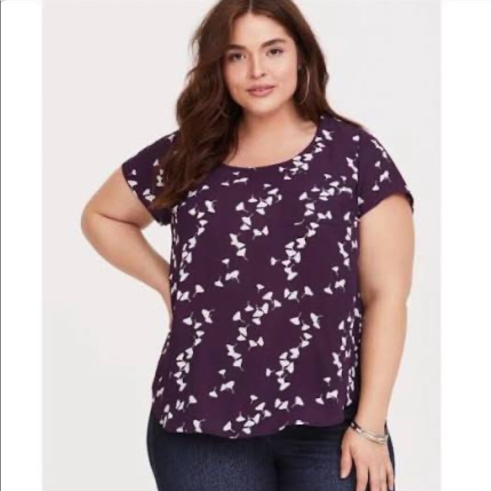 Purple ginkgo print top/Torrid
